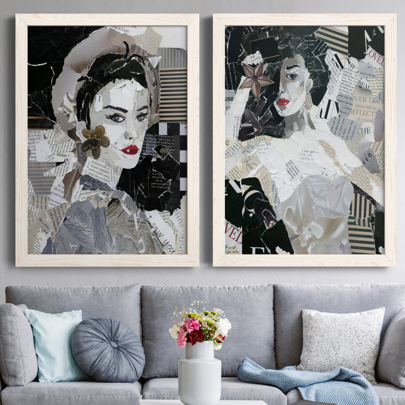 Runway Pause - Ensemble de 2 peintures sur toile encadrées, H 31 po x l 44 po x P 1 po, Toile blanche encadrée