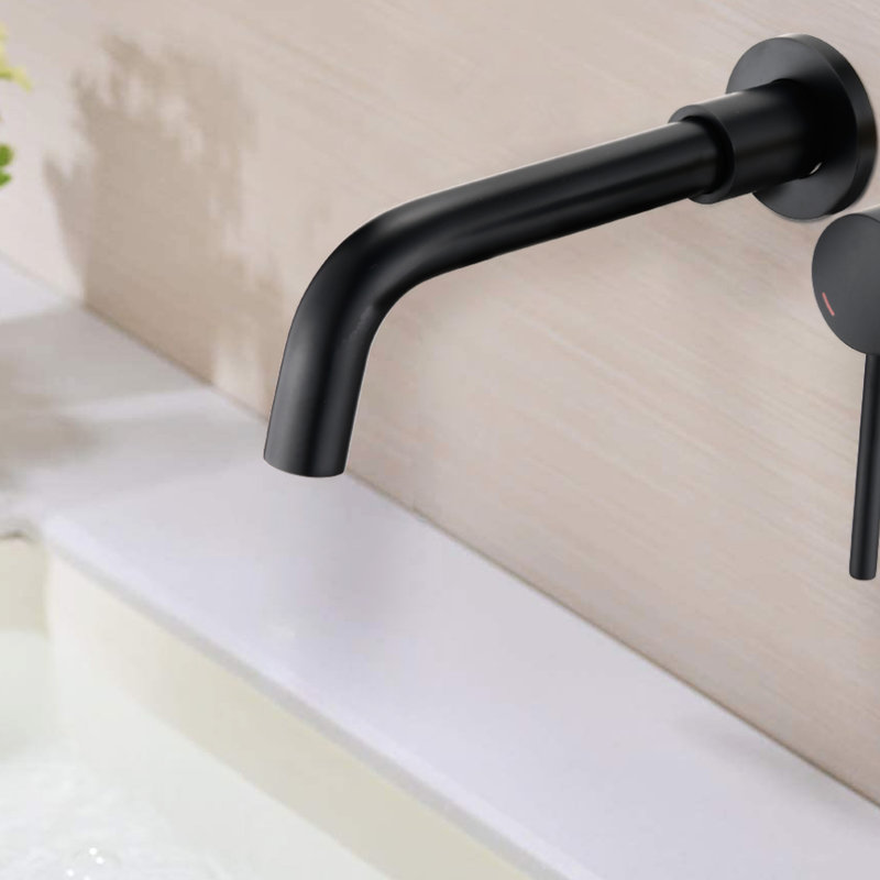 Robinet de salle de bain mural noir mat - élégant et moderne, aérateur, laiton massif pour une fabrication durable, bec pivotant sur 360 degrés pour une utilisation pratique