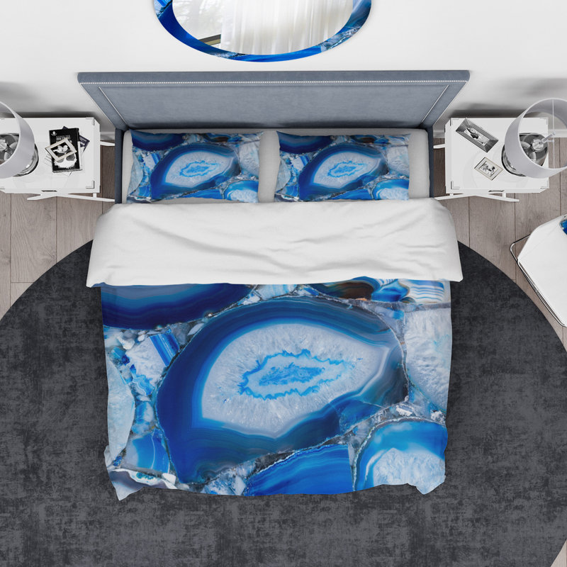 Ensemble de housse de couette designart agate geode, Housse simple + 1 taie décorative