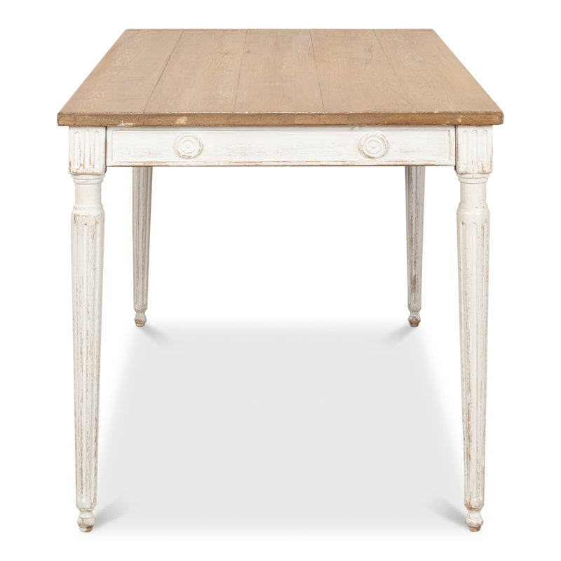 French Country Farmhouse Pine 63'' White Dining Table