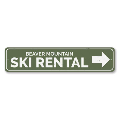 Ski Rental Arrow Aluminum Sign