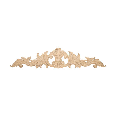 6-1/2 in x 30 in x 3/4 in Unfinished Hand Carved Solid Wood Onlay Acanthus Wood Applique