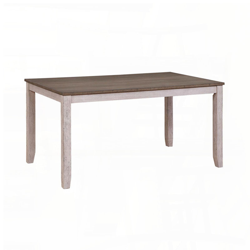 Two-Tone Rectangular Dining Table – Grayish White and Brown