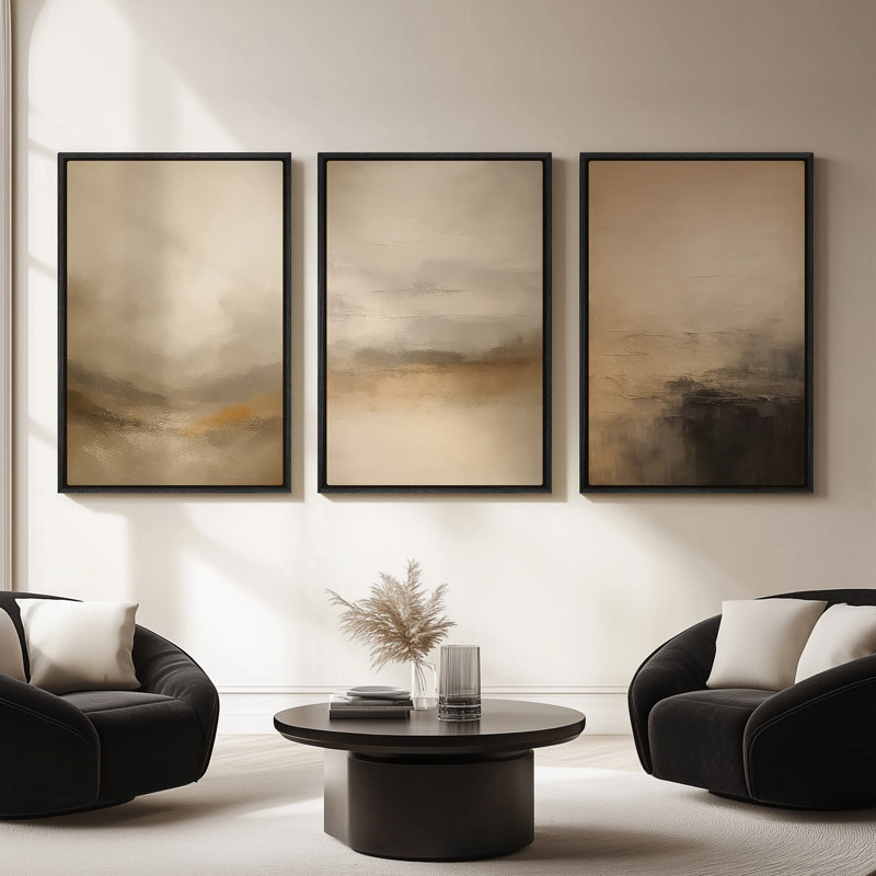 Framed Canvas Wall Art, Vintage Abstract Wall Canvas Prints 16"x24", 24" H x 16" W, Black