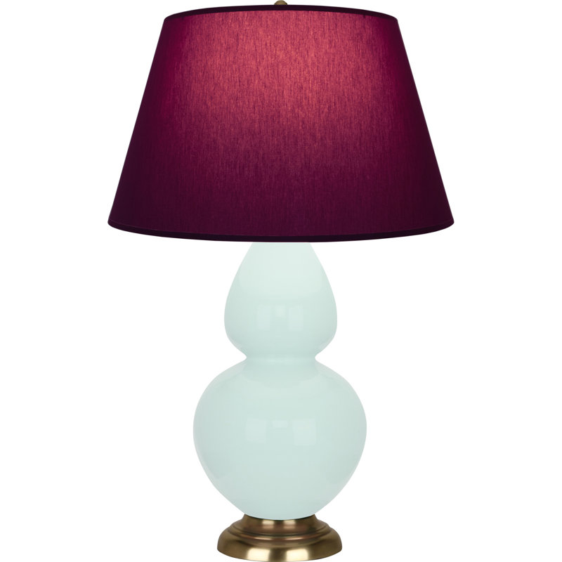 Lampe de table double gourde en céramique, Prune / lavande, Menthe glacée, Laiton