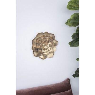 Graceful Gold Succulent Plaque - 10x1.4x10 Inches, Office Decorative Beauty Alluring 1.3lb Weight, Decor