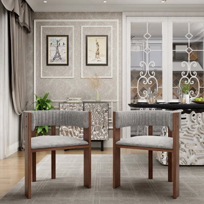 Chaise de salle à manger unique en bois à dossier courbé avec coussin de protection convenant à la cuisine ou à la salle à manger (ensemble de 2, gris)