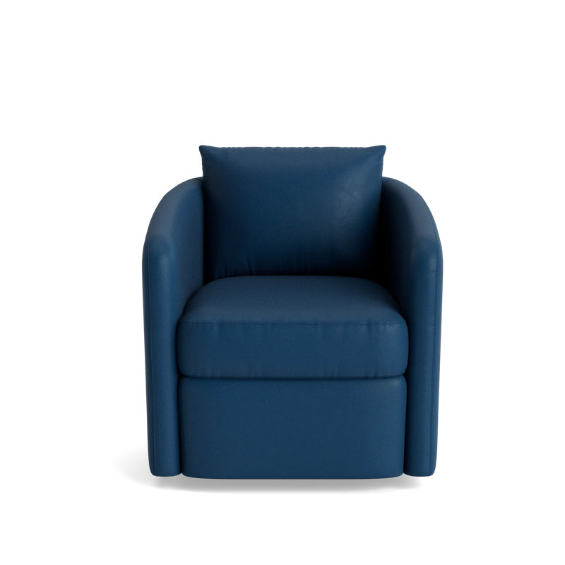 Astrid Leather Swivel Chair, Leather - Deep Blue