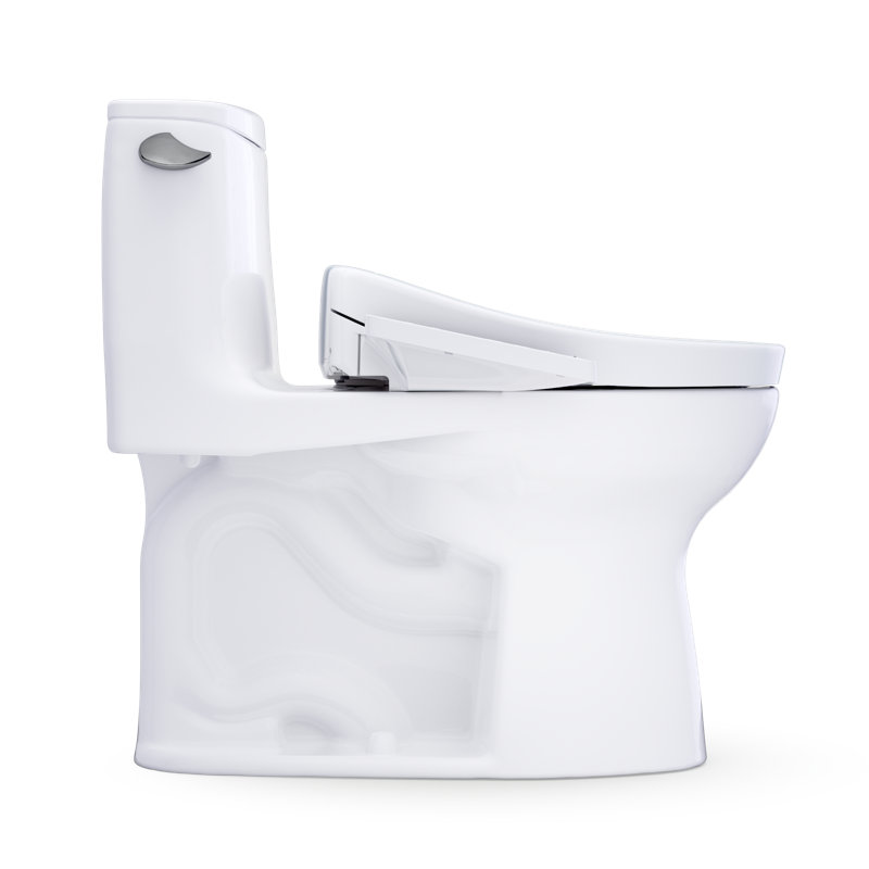 TOTO Ultramax WASHLET+ S2 One-Piece Elongated 1.28 GPF Universal Height Toilet with CEFIONTECT, Cotton White - MW6083346CEFG#01