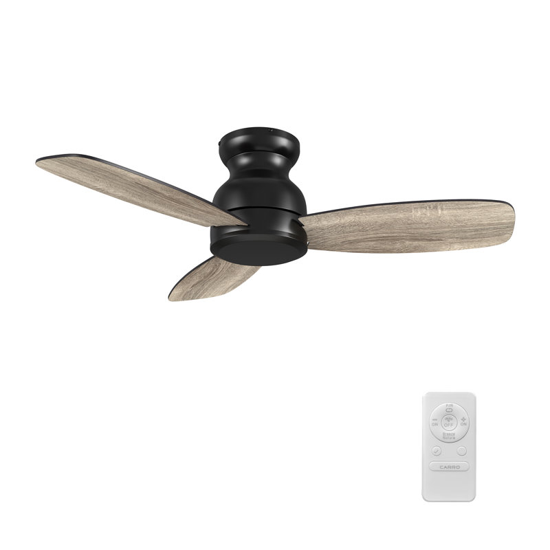44"  3 - Blade DC Motor Ceiling Fan Remote Control, without Light, Black/Brown