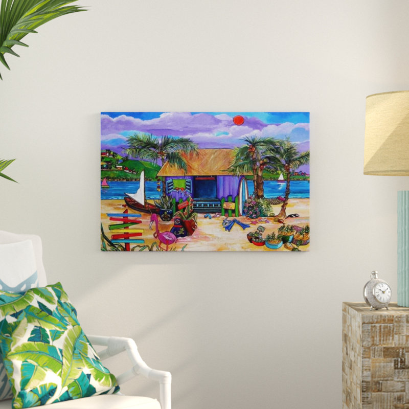 « island time », reproduction sur toile, H 12 po x l 16 po x P 1,5 po, Toile tendue