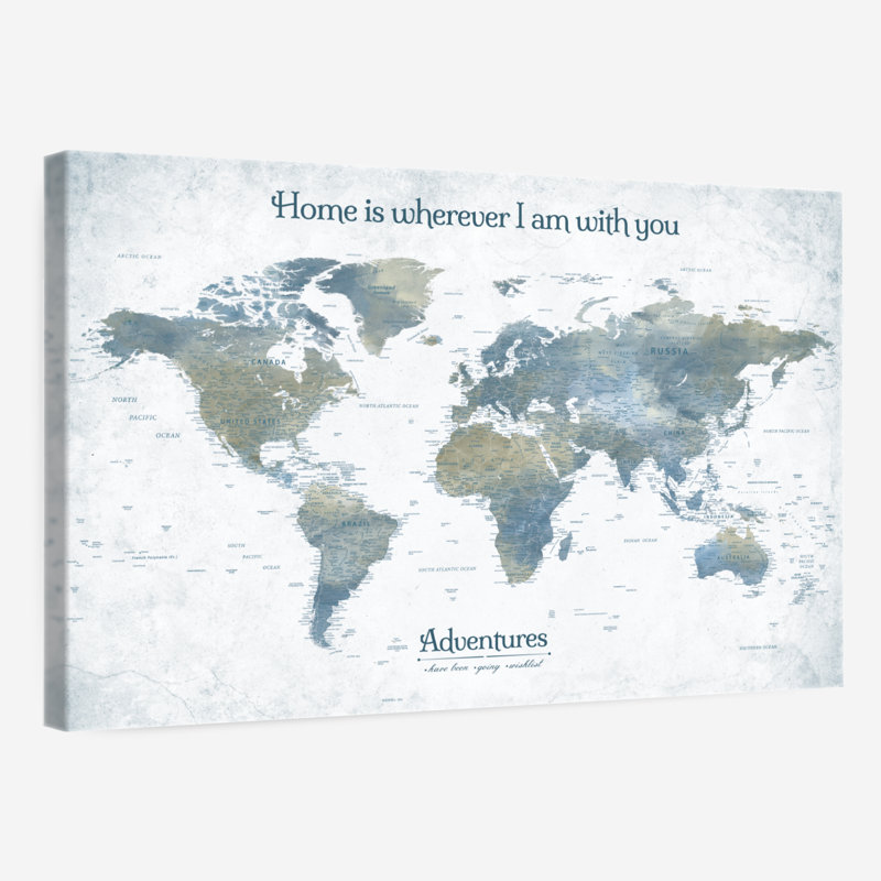 Carte du monde personnalisée Home With You I Push Pin, H 20 po x l 30 po, Oui