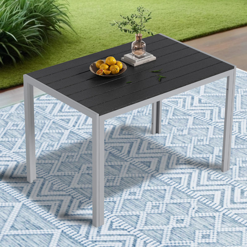 Rectangular 110Cm L Outdoor Balcony Table, Grey
