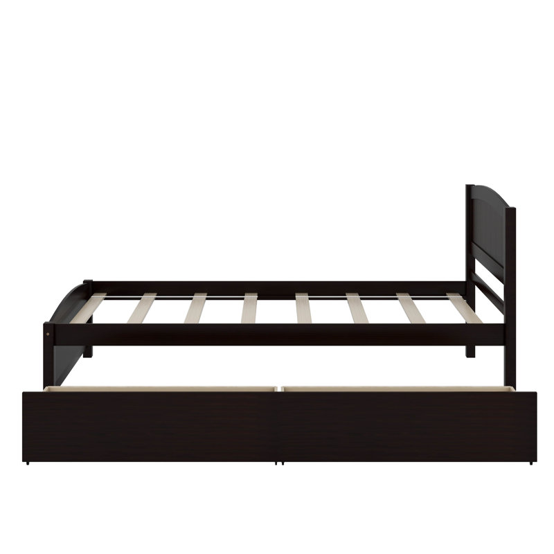 Twin Size Platform Bed With Drawers, Espresso