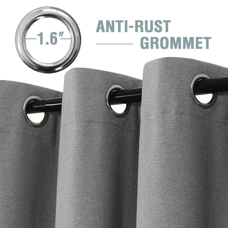 Gray Linen Blackout Grommet Curtain Panels, 96" Length