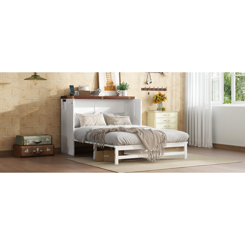 Lit escamotable peu encombrant avec rangement, bois de pin, design moderne pour la maison