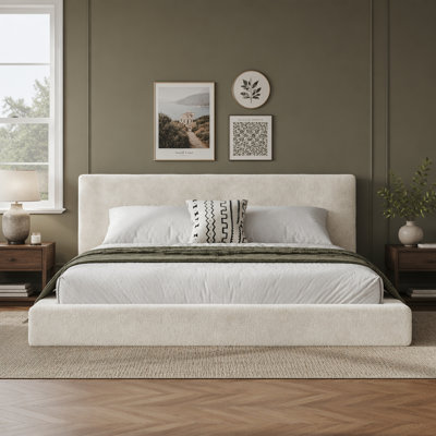 Lit tapissier Cloud avec table d'appoint coulissante