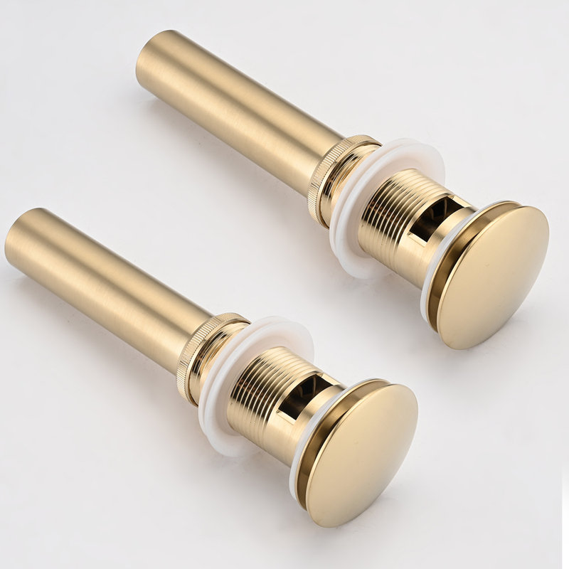 Bathroom Sink Pop-Up Drain With Overflow Vessel Sink,Stainless Steel(set Of 2),  Brushed Gold