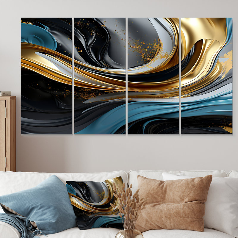 4 pièces d'art liquide, H 28 po x l 48 po