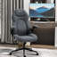 Chaise d'ordinateur, gris foncé, chaise longue confort gris avec réglage de l'inclinaison, hauteur réglable et soutien du dossier