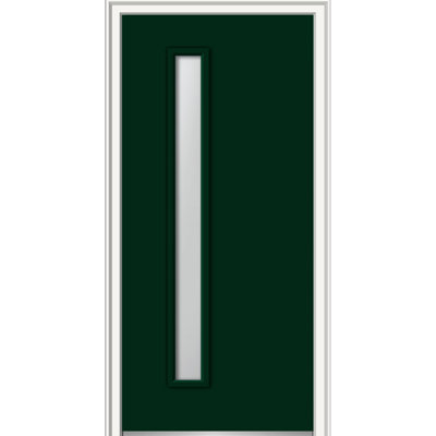 1-Lite Painted Steel Spotlight Prehung Front Entry Door