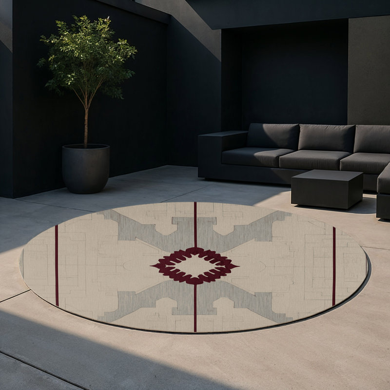 Structural Drift Indoor And Outdoor Area Rug, Round 5'