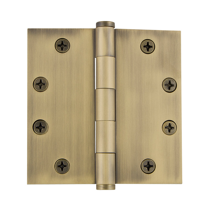 4.5'' x 4.5'' Brass Butt Bearing Hinge, Vintage Brass