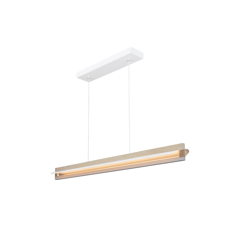 Nubis Linear Pendant -  White Washed Oak - White Canopy - Linear Canopy - Integrated LED, 3500 K