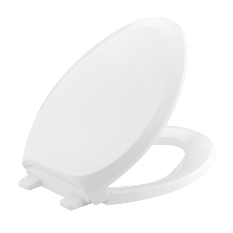 French Curve Elongated Toilet Seat, White, Ready Latch
