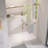 50 To 54 In. W X 75 In. H Frameless Single Sliding Shower Door In Gold Finish With 1/4 In. Clear Glass