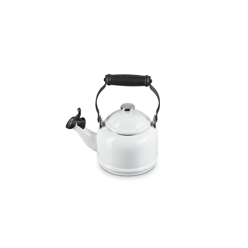 Demi 1.25 Qt. Enamel on Steel Tea Kettle, White