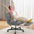 6.3" Thick Cushioned Cross Legged Swivel Office Chair With Foot Rest And Wheels, Height Adjustable-235896994