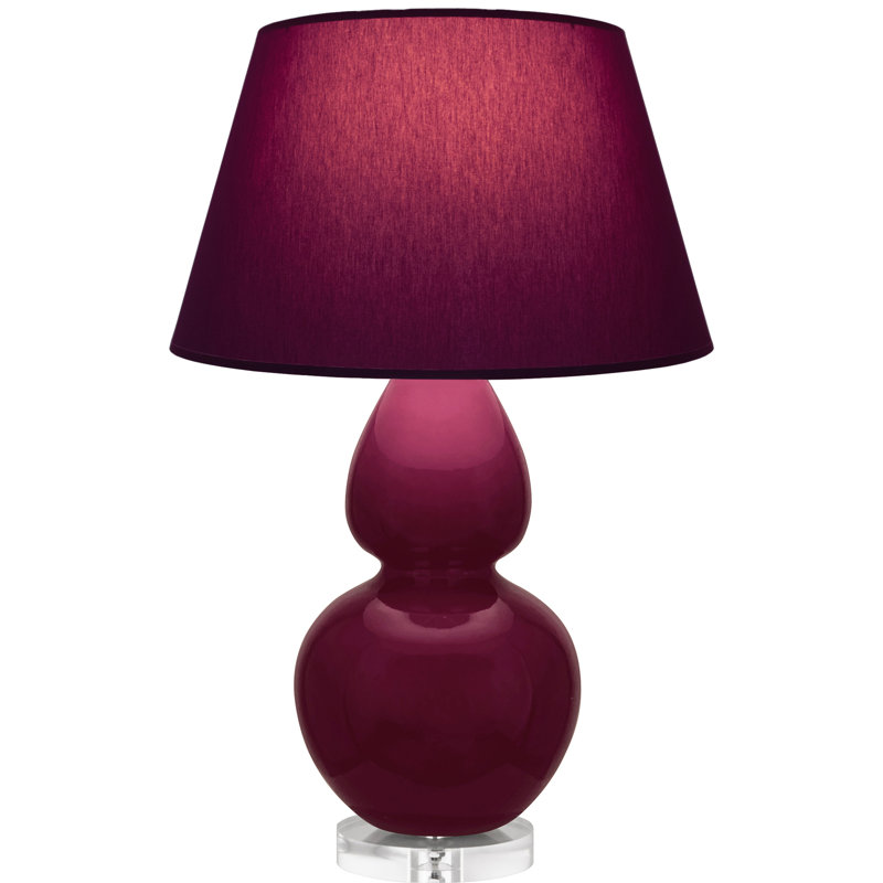 Double Gourd Table Lamp, Navy with Gray Lining, Sugar Plum Glazed/Silver