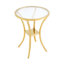 Table de bar avec plateau en verre trempé et revêtement en acier inoxydable, piètement doré - Double niveau de rangement pour salle à manger, salle de négociation, bureau, bar ou café