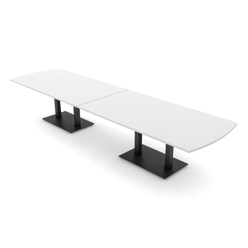 Table de conférence Pavert Arc, H 30 po x l 168 po x P 48 po, Noir mat, Blanc classique