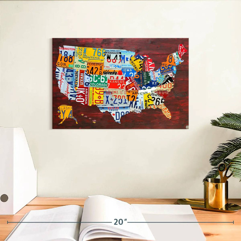 Carte des États-Unis à Aliaz II, H 8 po x l 12 po