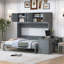 Lit escamotable mural avec bureau, tablettes de rangement et grandes armoires-1655509756