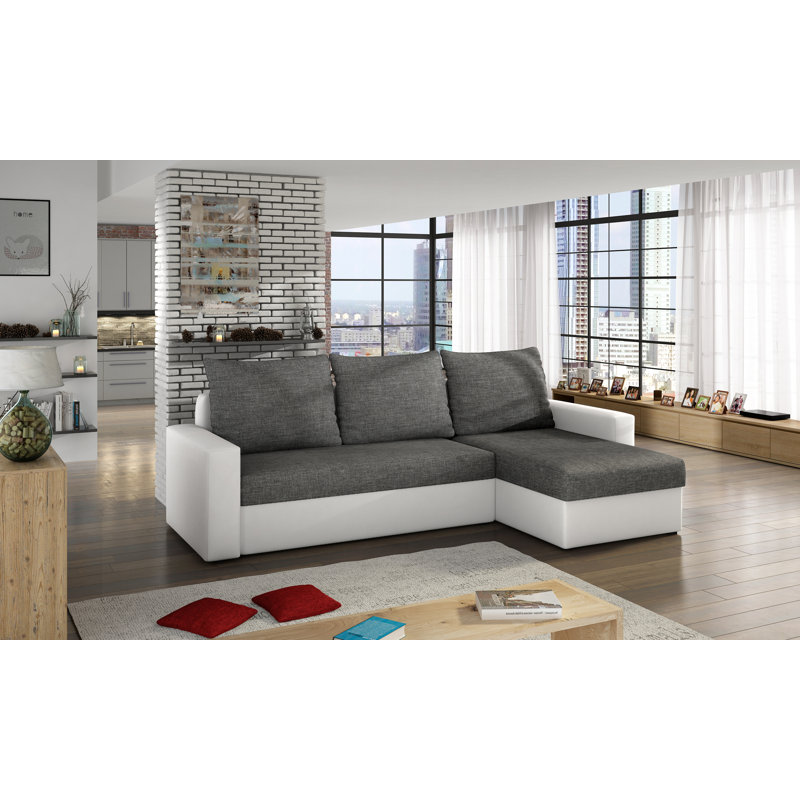 Lyvonne 3 Seater Sofa & Chaise, Dark Grey/White