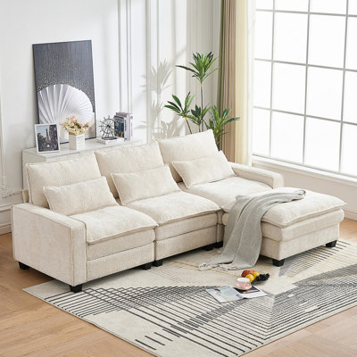 Canapé modulaire en chenille 99 po Kamanda avec repose-pieds et coussins de dossier Kamanda
