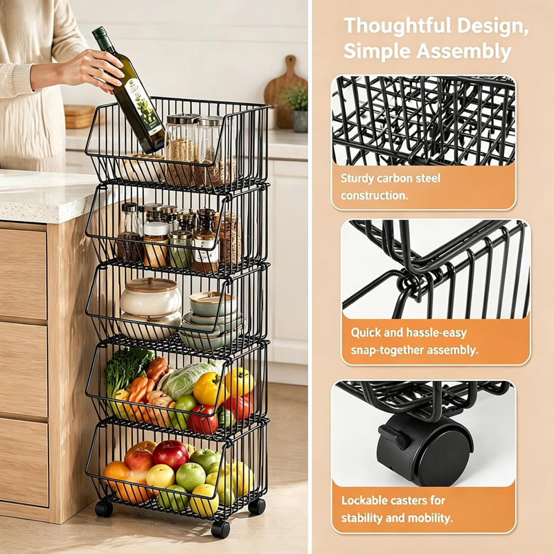 Kitchen Storage Trolley Steel Bar Cart