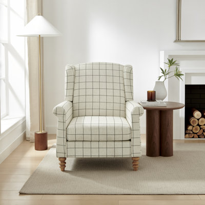 Maisey Upholstered Wingback Accent Armchair with Wooden Feet - Stylish Classic British Design