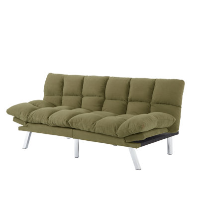 Lit en velours côtelé pliable à 2 places, rembourrage en mousse haute densité, structure stable avec cadre en bois et pieds en métal multifonctionnels pour les salons, accoudoirs réglables de qualité