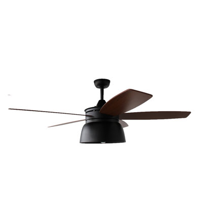 Ventilateur de plafond DEL d'intérieur / extérieur noir mat 52 pouces avec éclairage intégré et télécommande Palace Cove