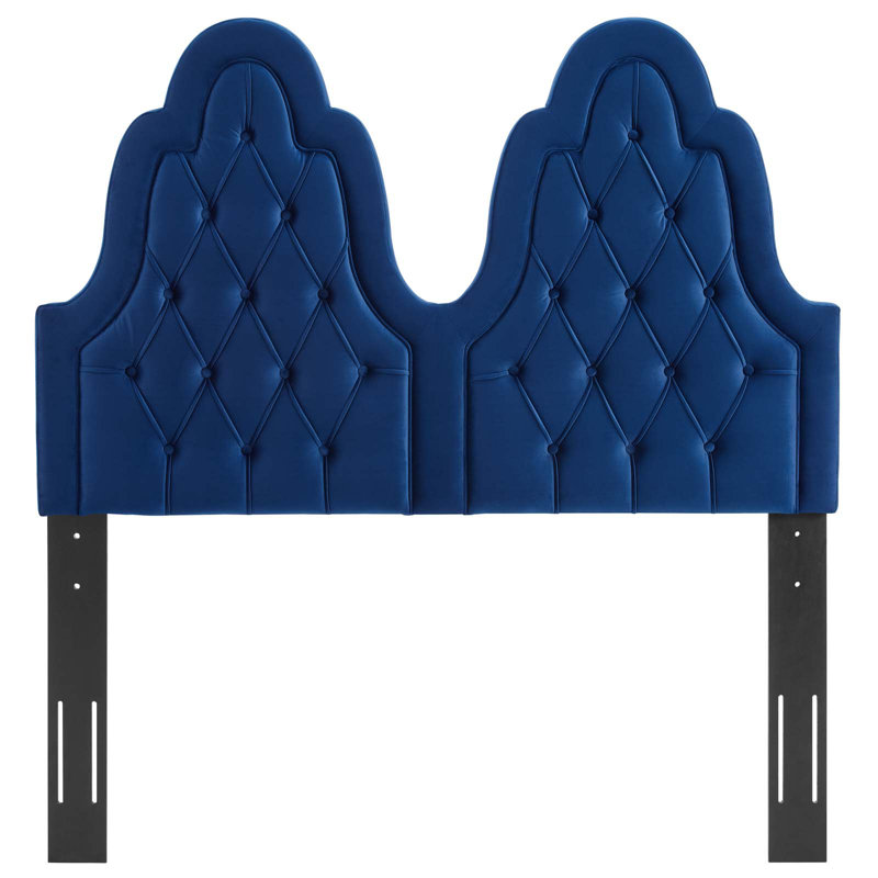 Augustine Tufted Performance Velvet Headboard, Blue, Full/Queen