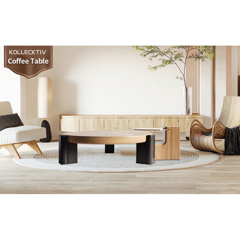 Table basse ronde en bois massif ZMZ
