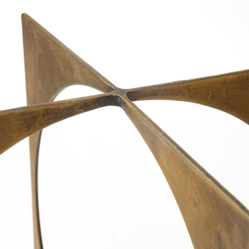 Sculpture carrée en métal doré bruni 10 po Louie