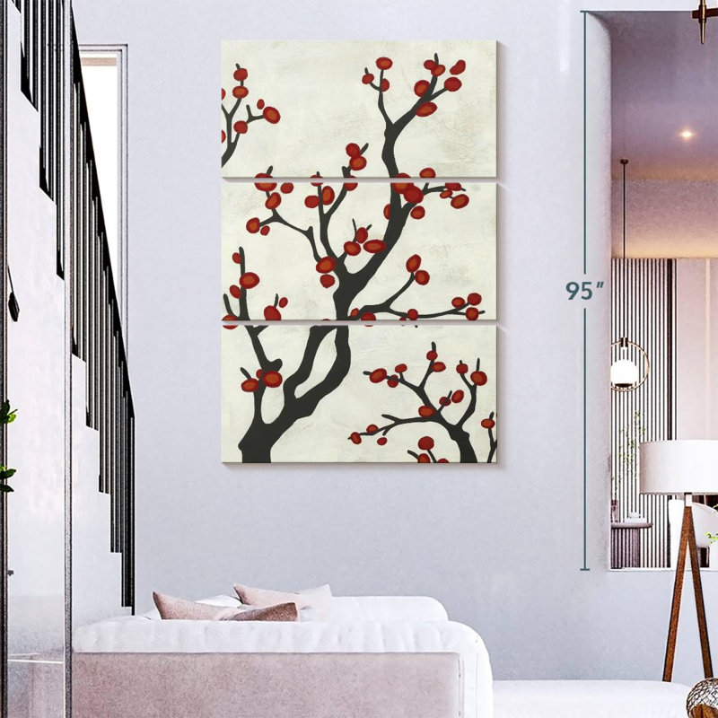 Harnek Red Berry Branch I, 74" H x 48" W