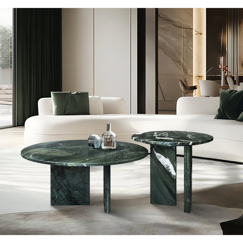 Ensemble de tables basses gigognes 2 pièces, Vert