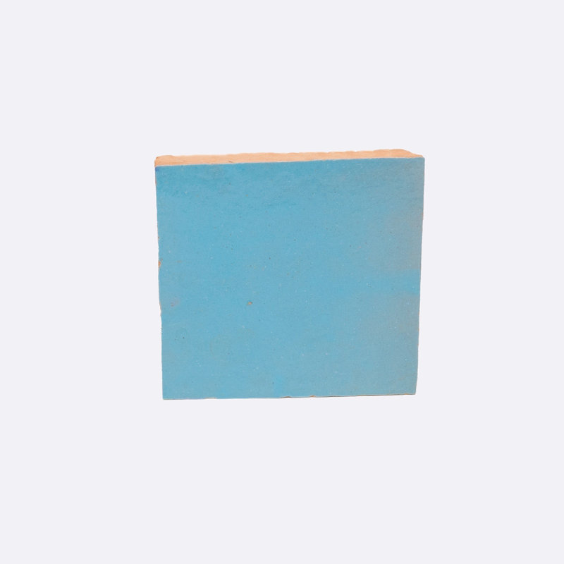 Handmade 4x4-in Moroccan Zellige Solid Color Powder Blue