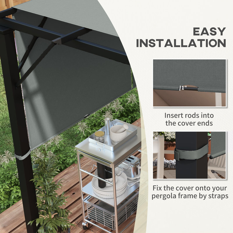 Dark Gray UV Protection Polyester Pergola Canopy Replacement